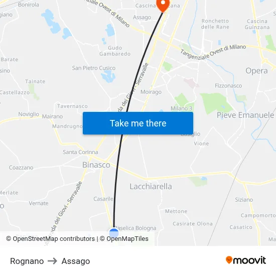 Rognano to Assago map