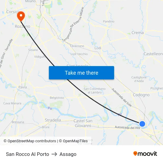 San Rocco Al Porto to Assago map