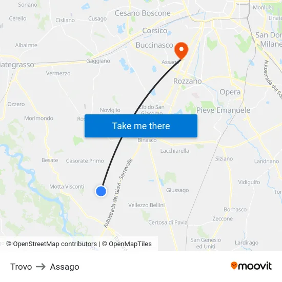 Trovo to Assago map