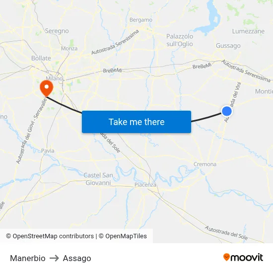 Manerbio to Assago map