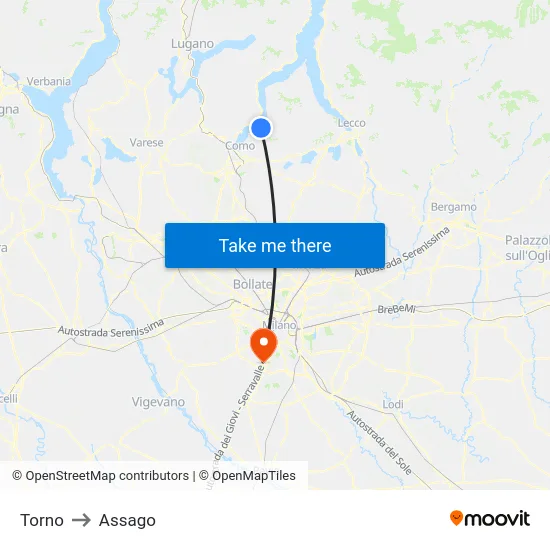 Torno to Assago map