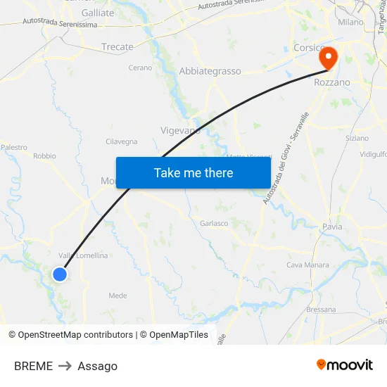 Breme to Assago map