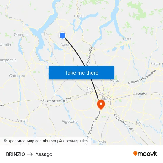 Brinzio to Assago map
