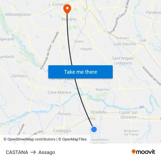 Castana to Assago map