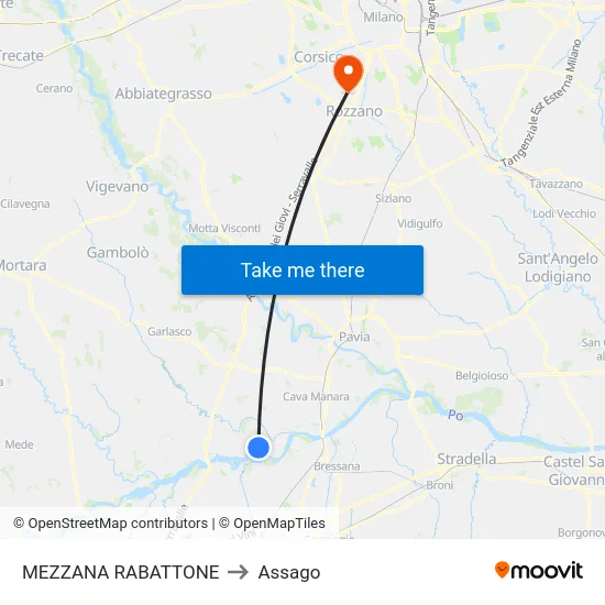 Mezzana Rabattone to Assago map
