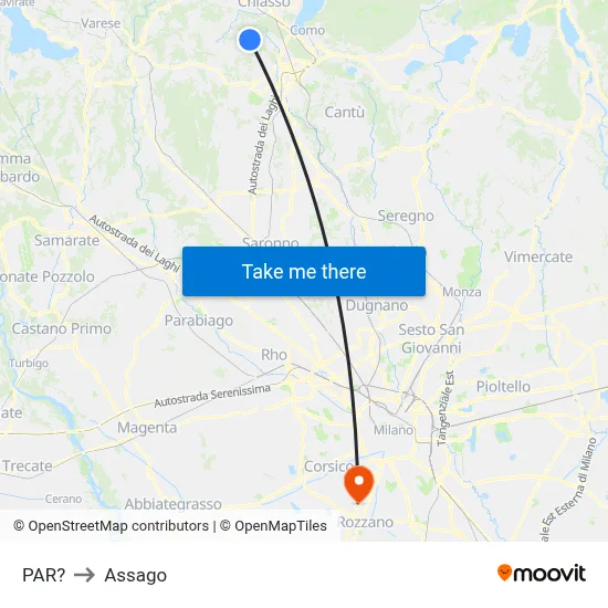 Parre to Assago map