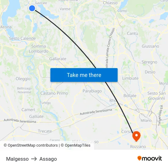 Malgesso to Assago map