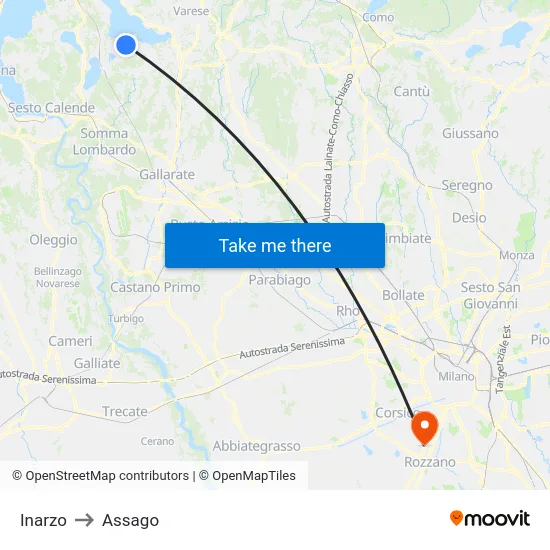 Inarzo to Assago map