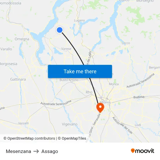 Mesenzana to Assago map