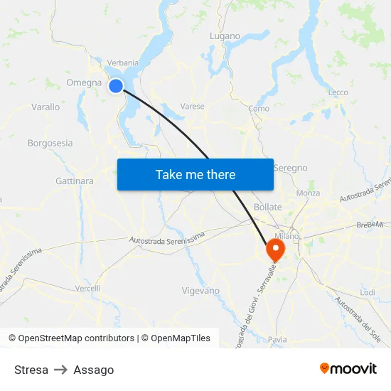 Stresa to Assago map
