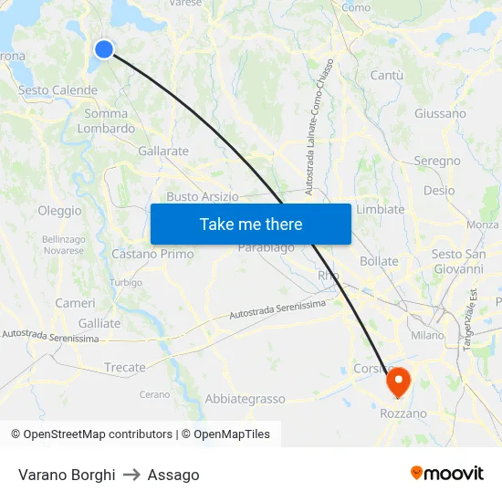 Varano Borghi to Assago map