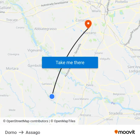 Dorno to Assago map