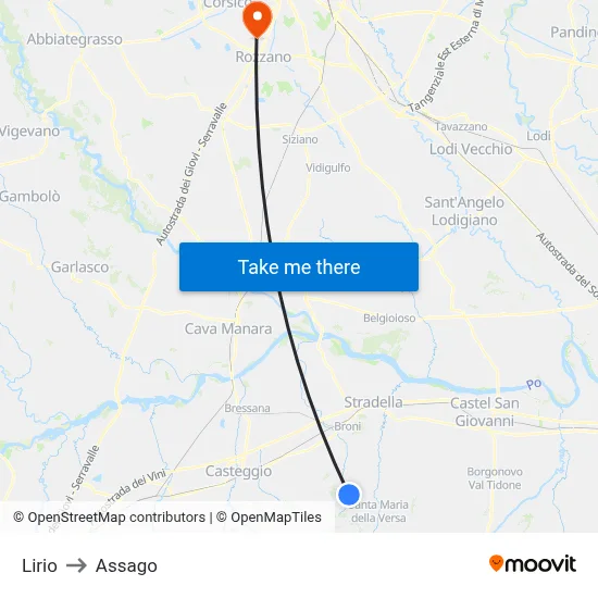 Lirio to Assago map