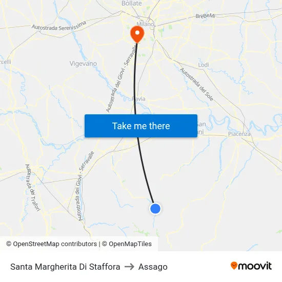 Santa Margherita di Staffora to Assago map