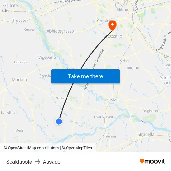 Scaldasole to Assago map