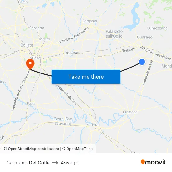 Capriano Del Colle to Assago map