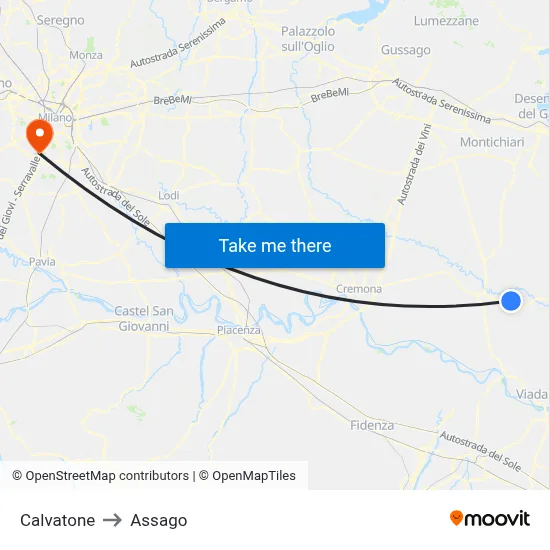 Calvatone to Assago map