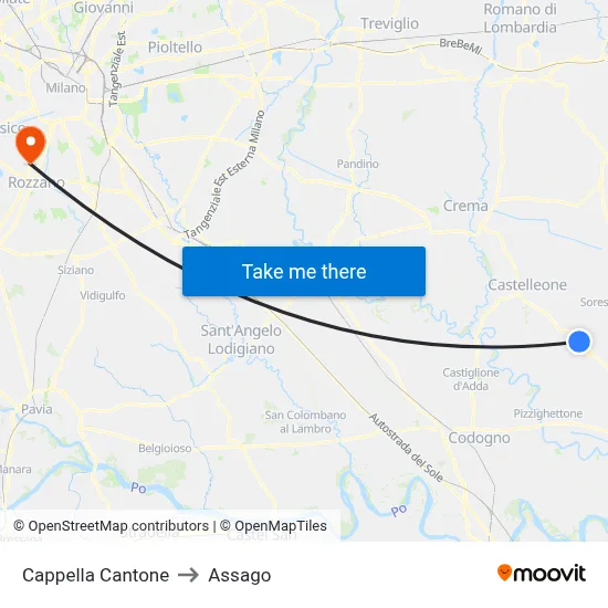 Cappella Cantone to Assago map