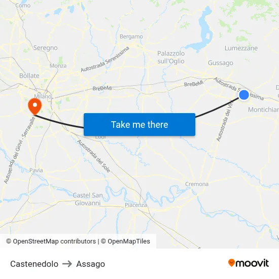 Castenedolo to Assago map