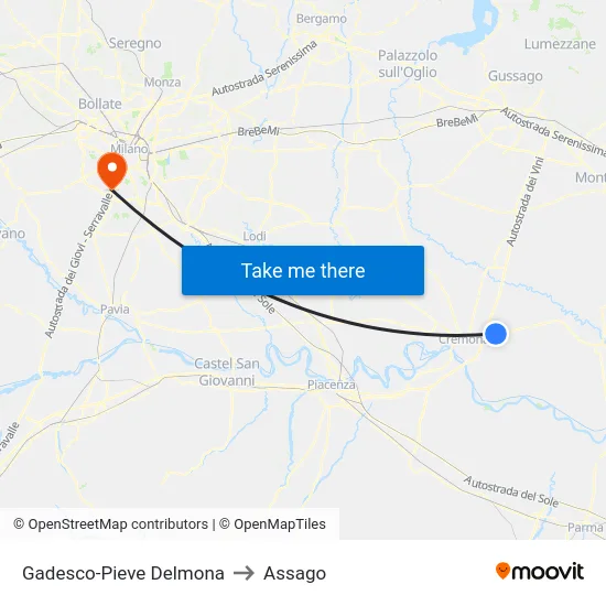 Gadesco-Pieve Delmona to Assago map