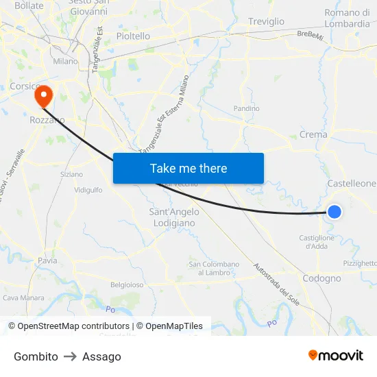 Gombito to Assago map