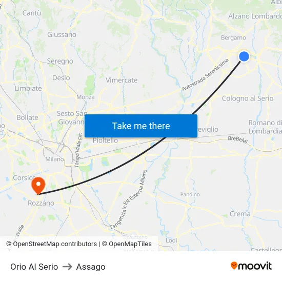 Orio Al Serio to Assago map