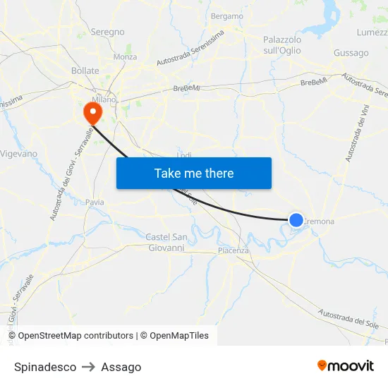 Spinadesco to Assago map
