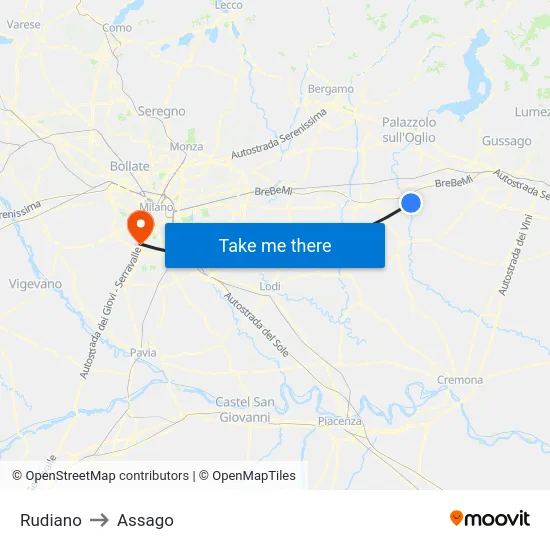 Rudiano to Assago map