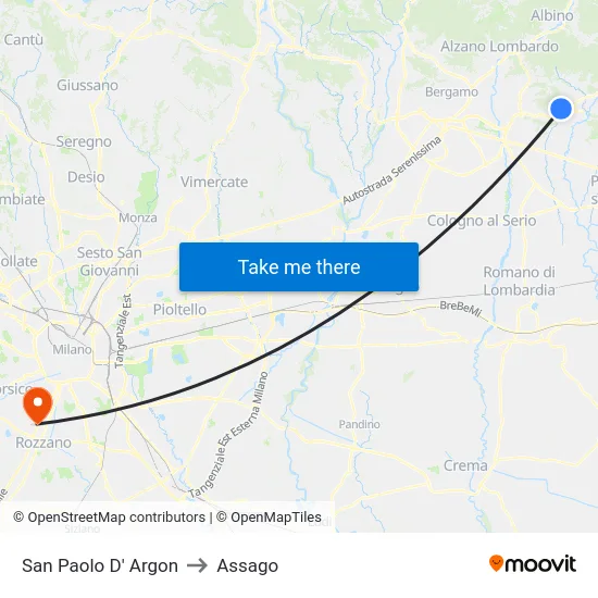 San Paolo D' Argon to Assago map
