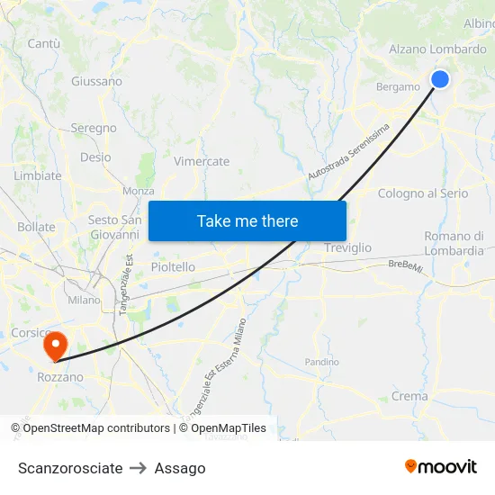 Scanzorosciate to Assago map