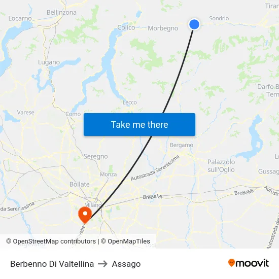 Berbenno Di Valtellina to Assago map