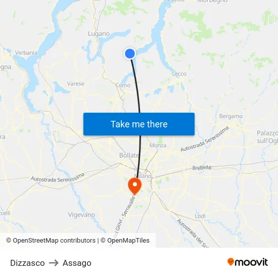 Dizzasco to Assago map