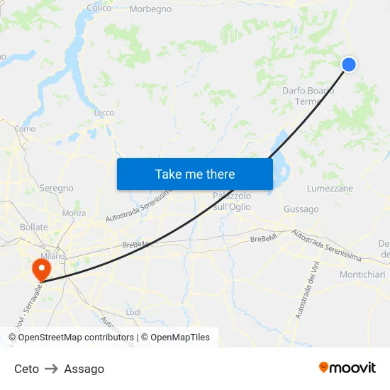 Ceto to Assago map