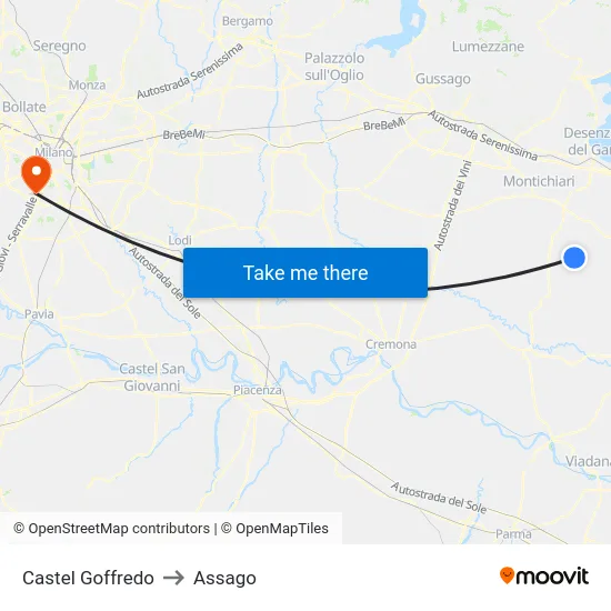 Castel Goffredo to Assago map