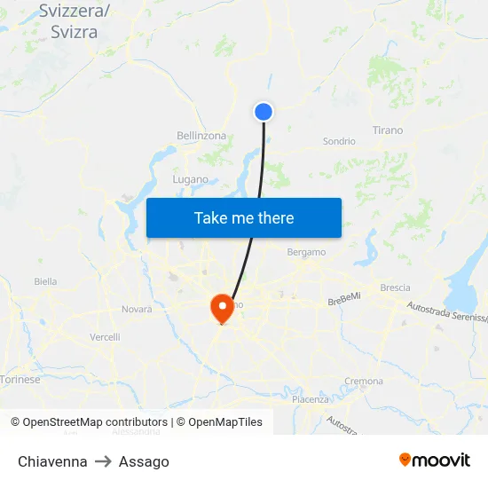 Chiavenna to Assago map