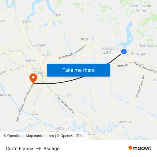 Corte Franca to Assago map