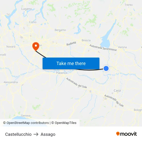 Castellucchio to Assago map