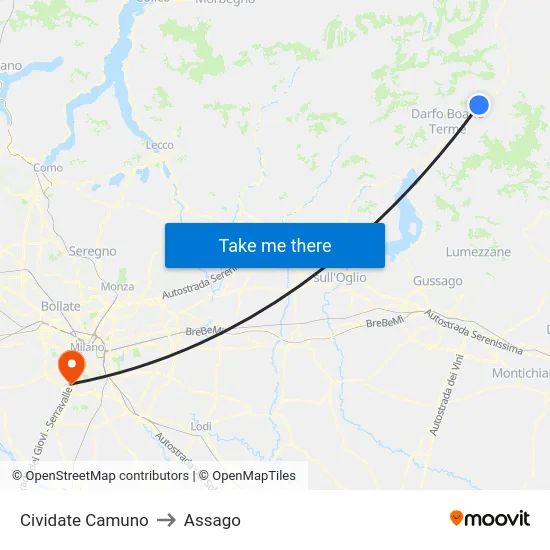 Cividate Camuno to Assago map