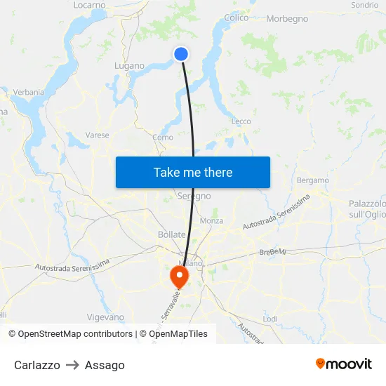 Carlazzo to Assago map