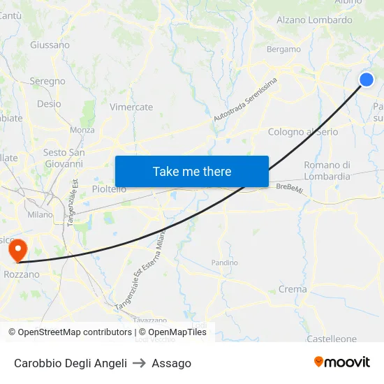 Carobbio Degli Angeli to Assago map