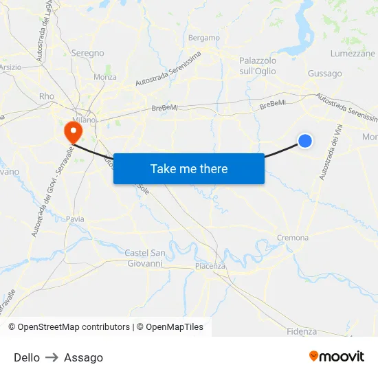 Dello to Assago map