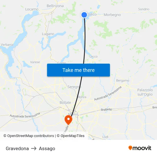 Gravedona to Assago map