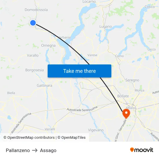 Pallanzeno to Assago map