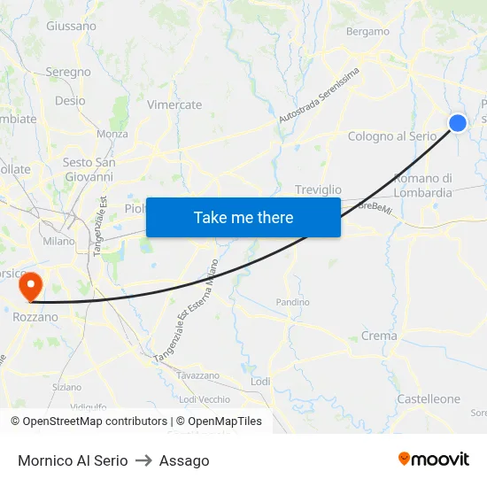 Mornico Al Serio to Assago map