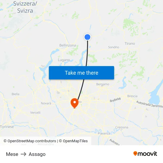 Mese to Assago map