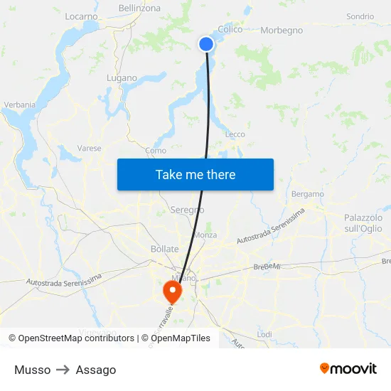 Musso to Assago map