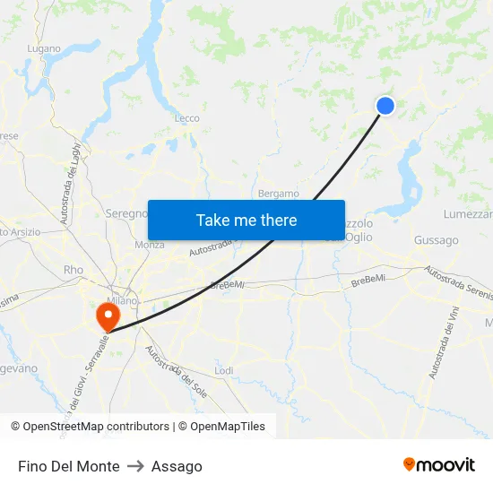 Fino del Monte to Assago map