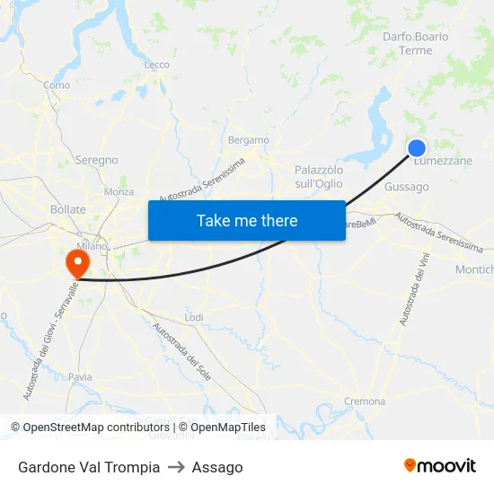 Gardone Val Trompia to Assago map