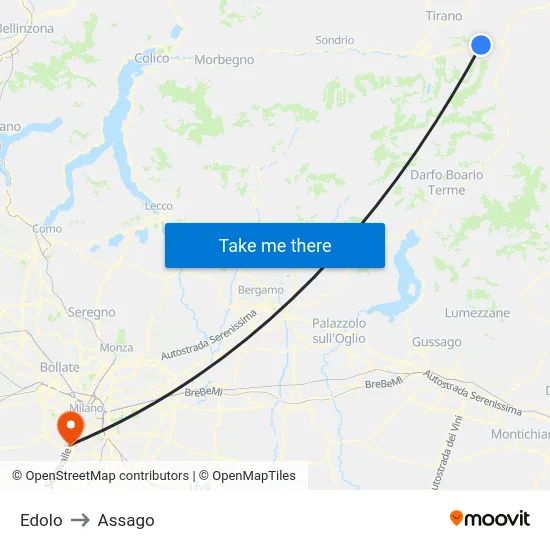 Edolo to Assago map