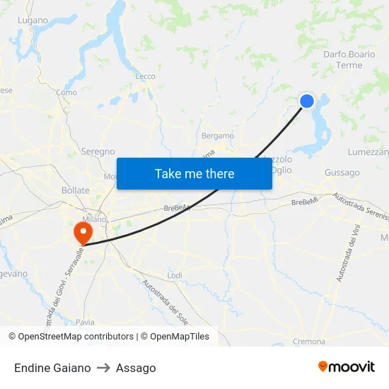 Endine Gaiano to Assago map